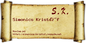 Simonics Kristóf névjegykártya
