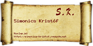 Simonics Kristóf névjegykártya